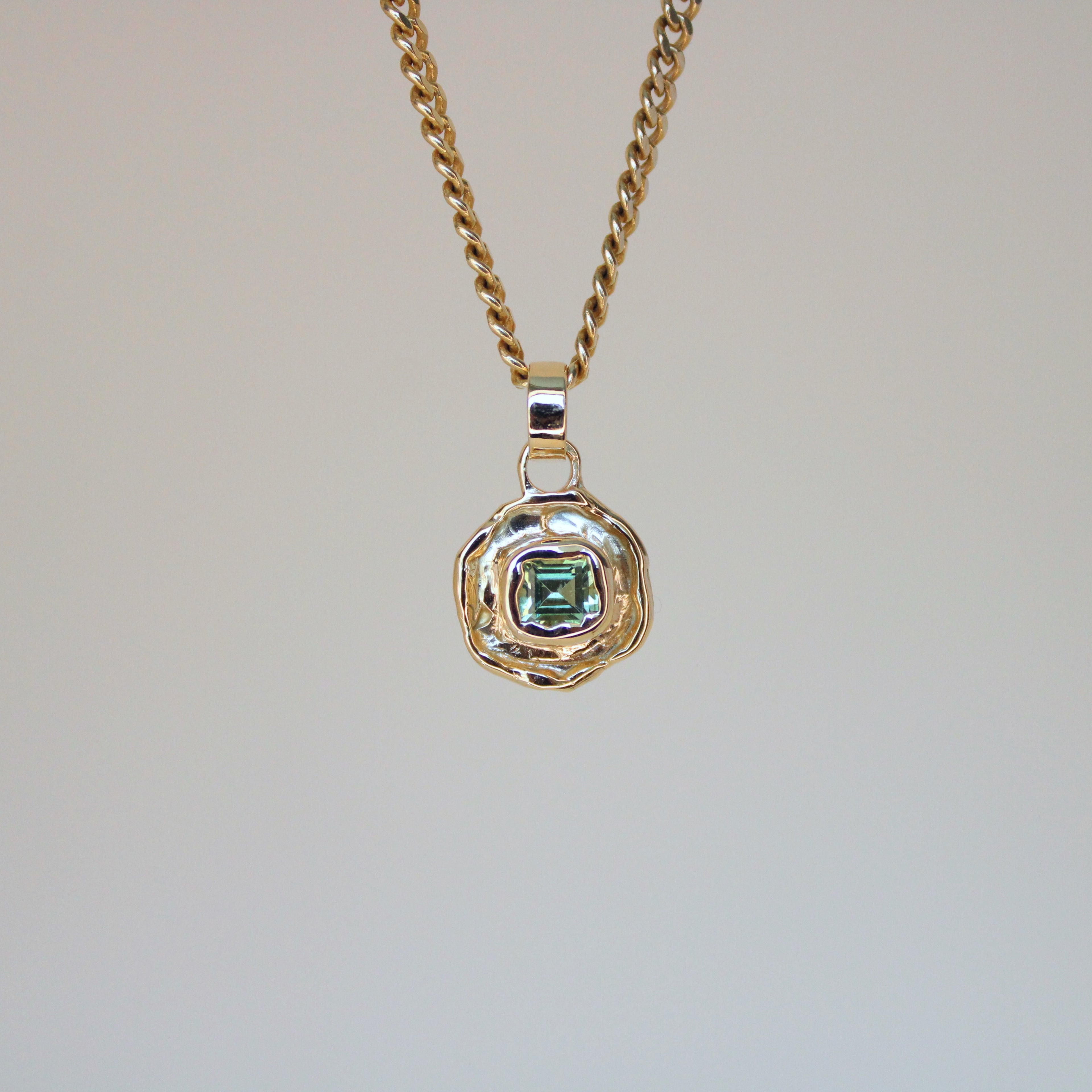 Tourmaline Tart 14k Pendant - Light Green