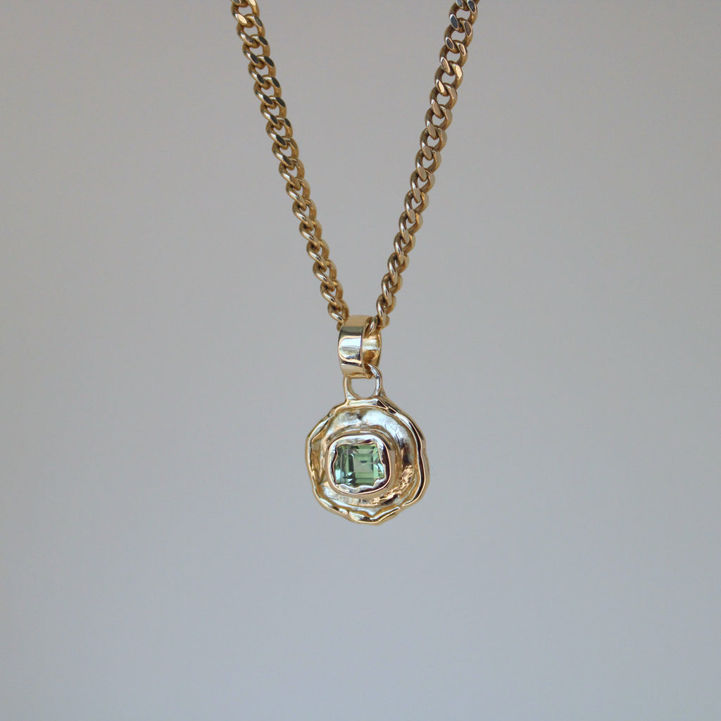 Tourmaline Tart 14k Pendant - Light Green