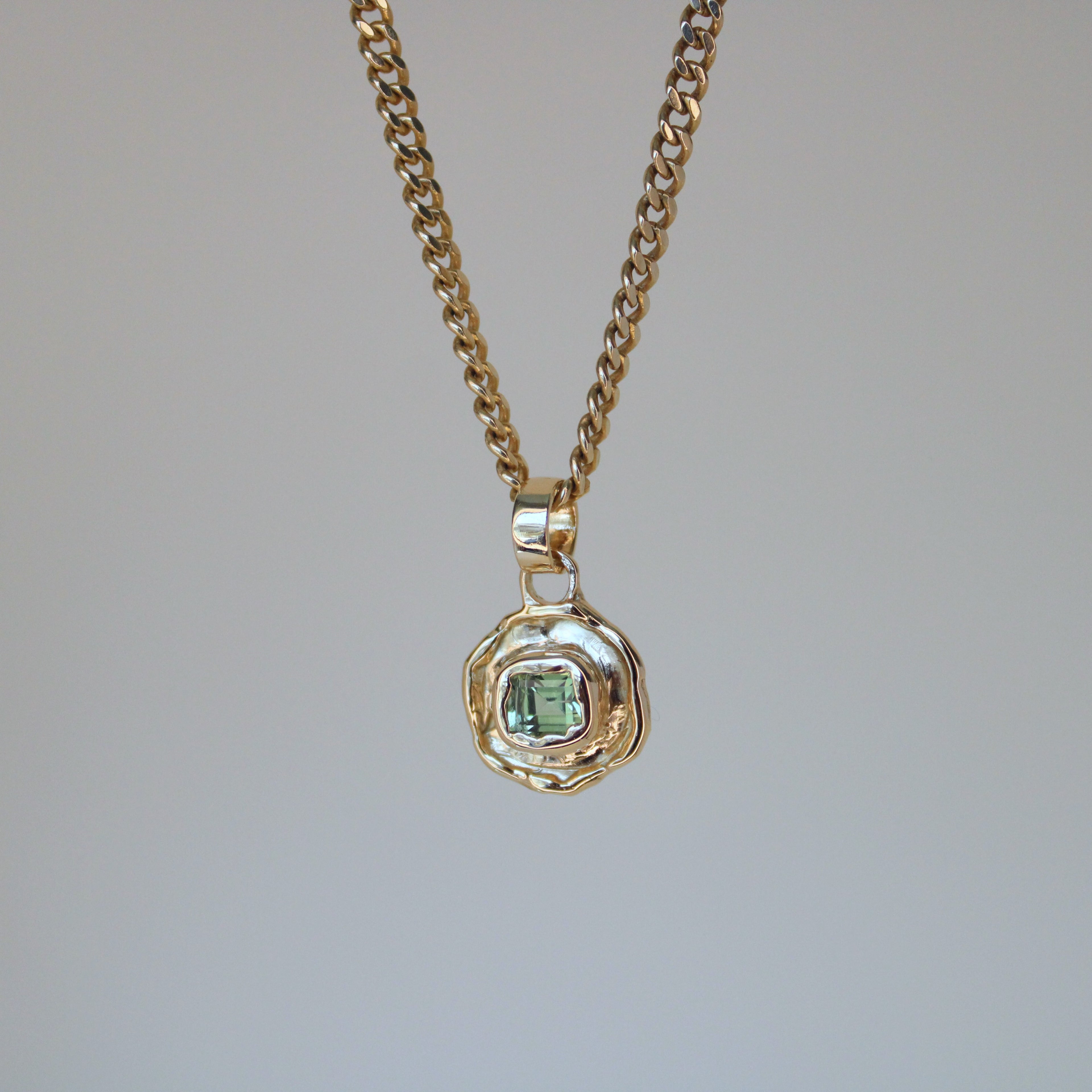 Tourmaline Tart 14k Pendant - Light Green