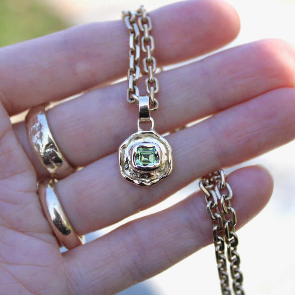 Tourmaline Tart 14k Pendant - Light Green