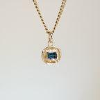 Deep Blue Tourmaline Tart 14k Pendant