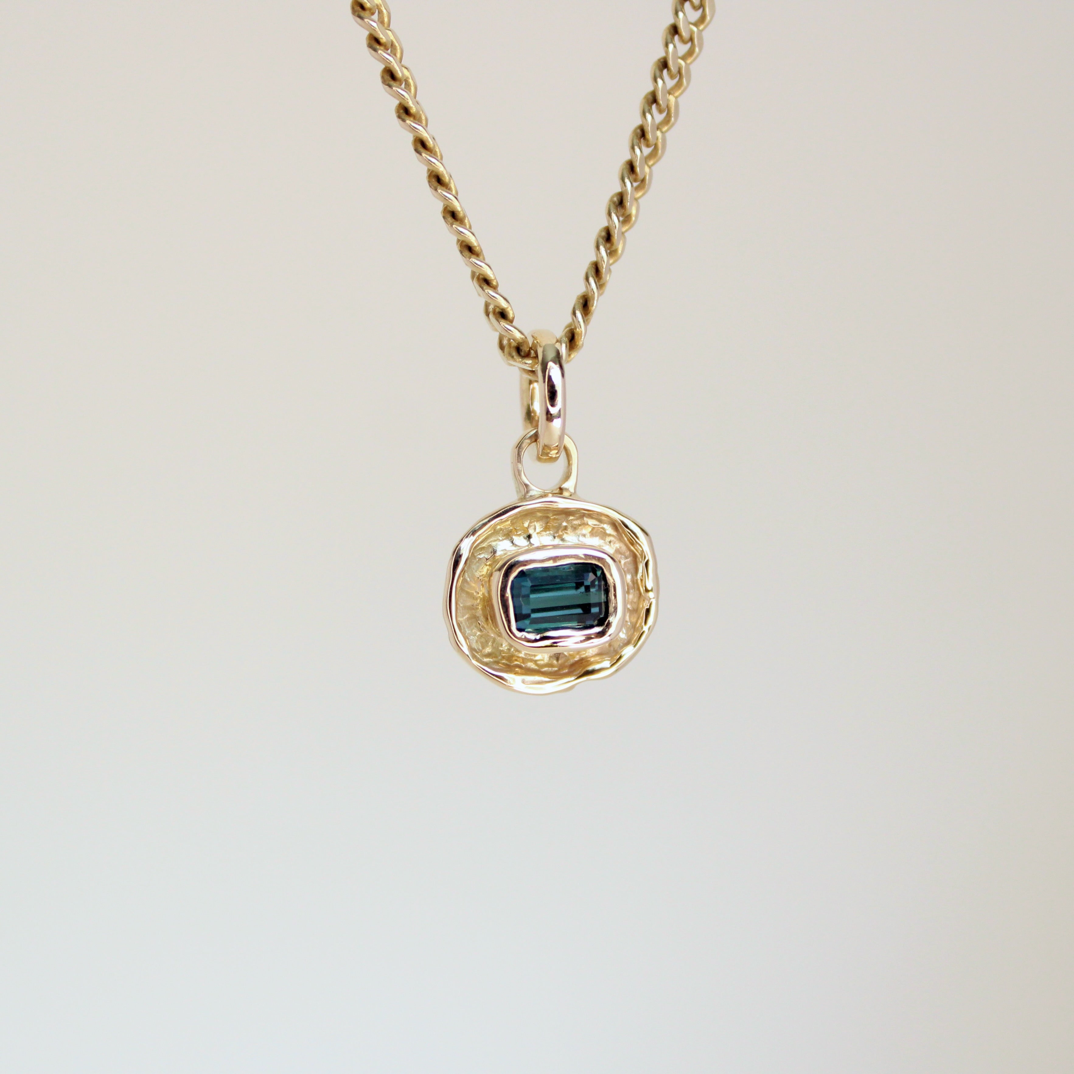 Deep Blue Tourmaline Tart 14k Pendant