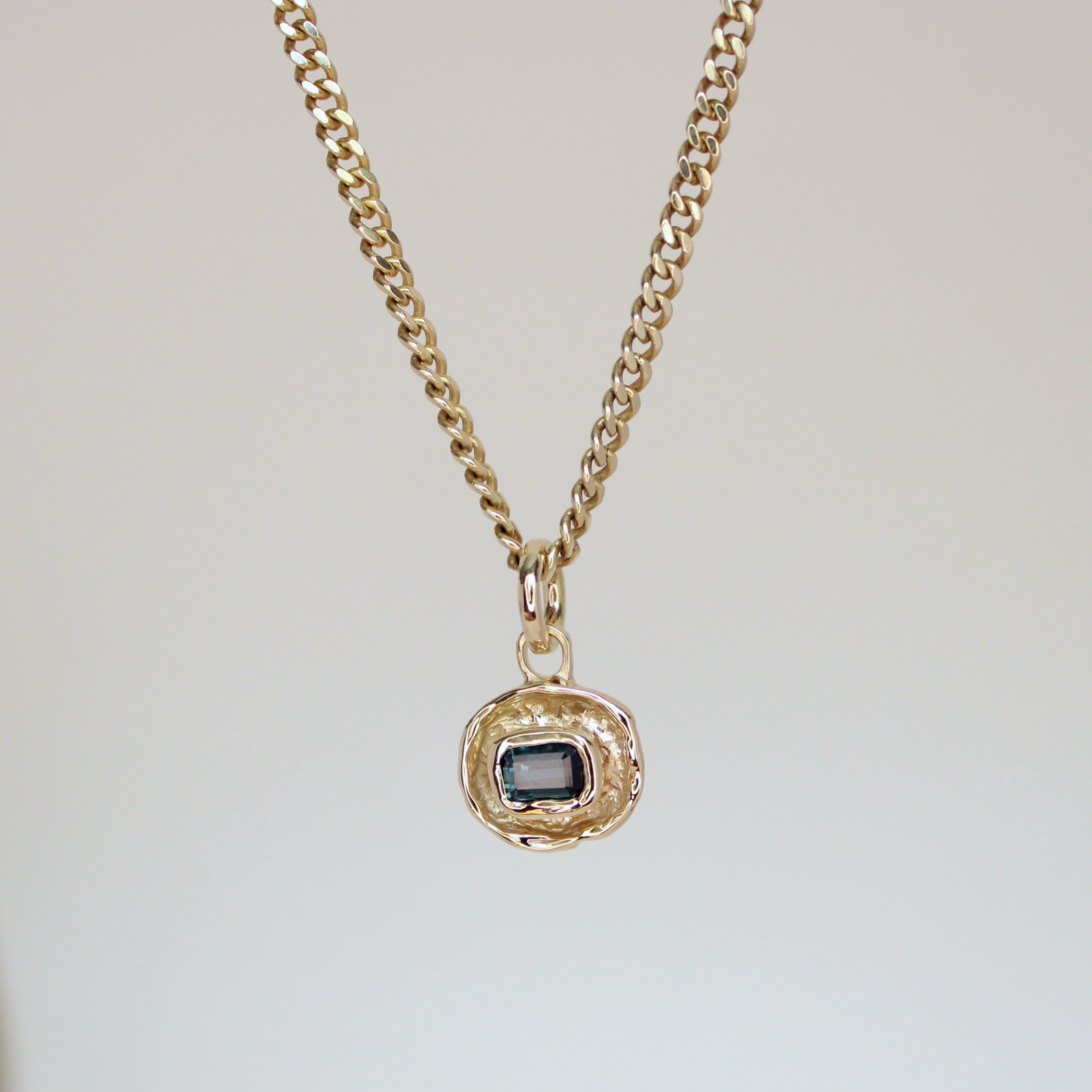 Deep Blue Tourmaline Tart 14k Pendant