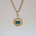 Deep Blue Tourmaline Tart 14k Pendant