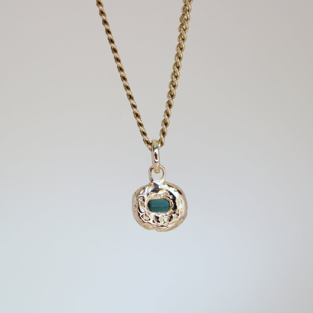 Deep Blue Tourmaline Tart 14k Pendant