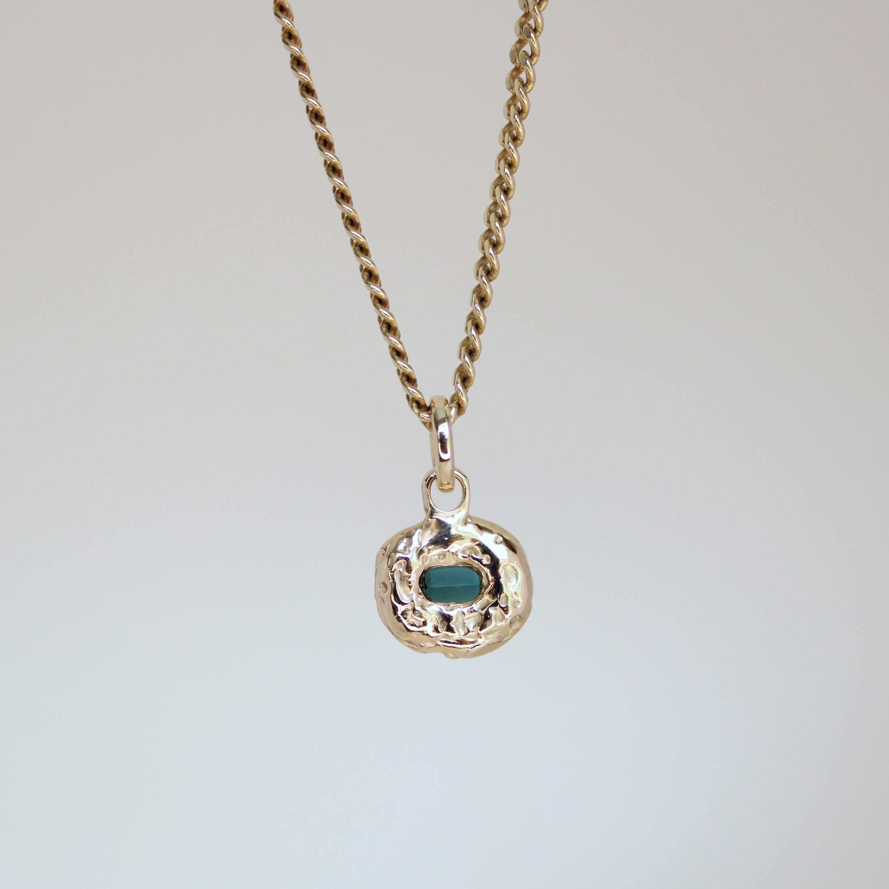Deep Blue Tourmaline Tart 14k Pendant