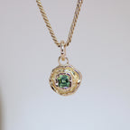 Green-Blue Tourmaline Tart 14k Pendant