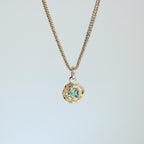 Green-Blue Tourmaline Tart 14k Pendant