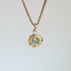 Green-Blue Tourmaline Tart 14k Pendant