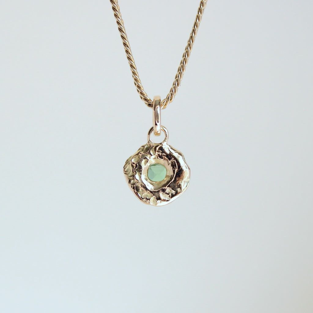 Green-Blue Tourmaline Tart 14k Pendant