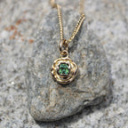 Green-Blue Tourmaline Tart 14k Pendant