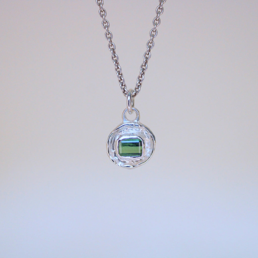 Sea Green Tourmaline Tart Sterling Silver Pendant