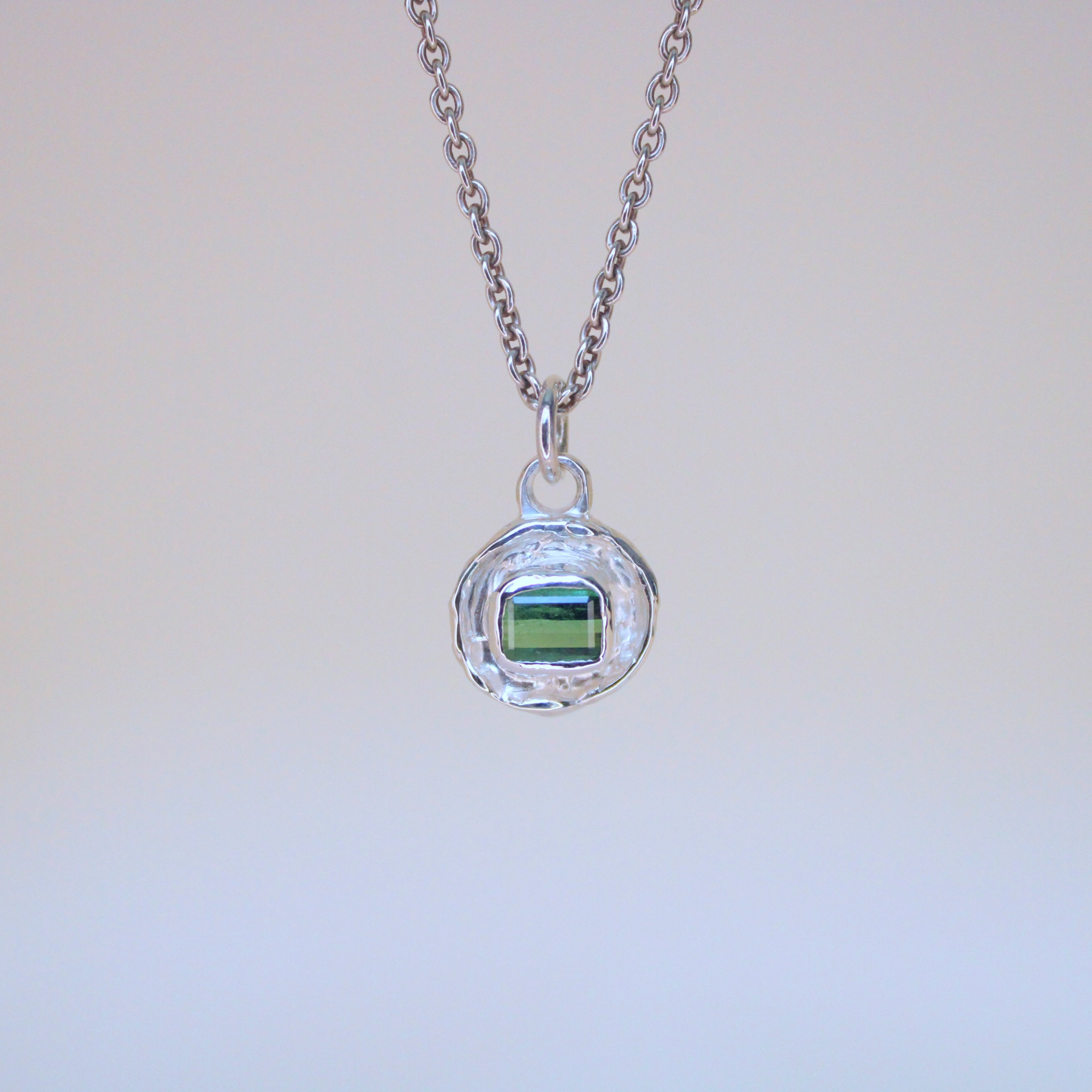 Sea Green Tourmaline Tart Sterling Silver Pendant