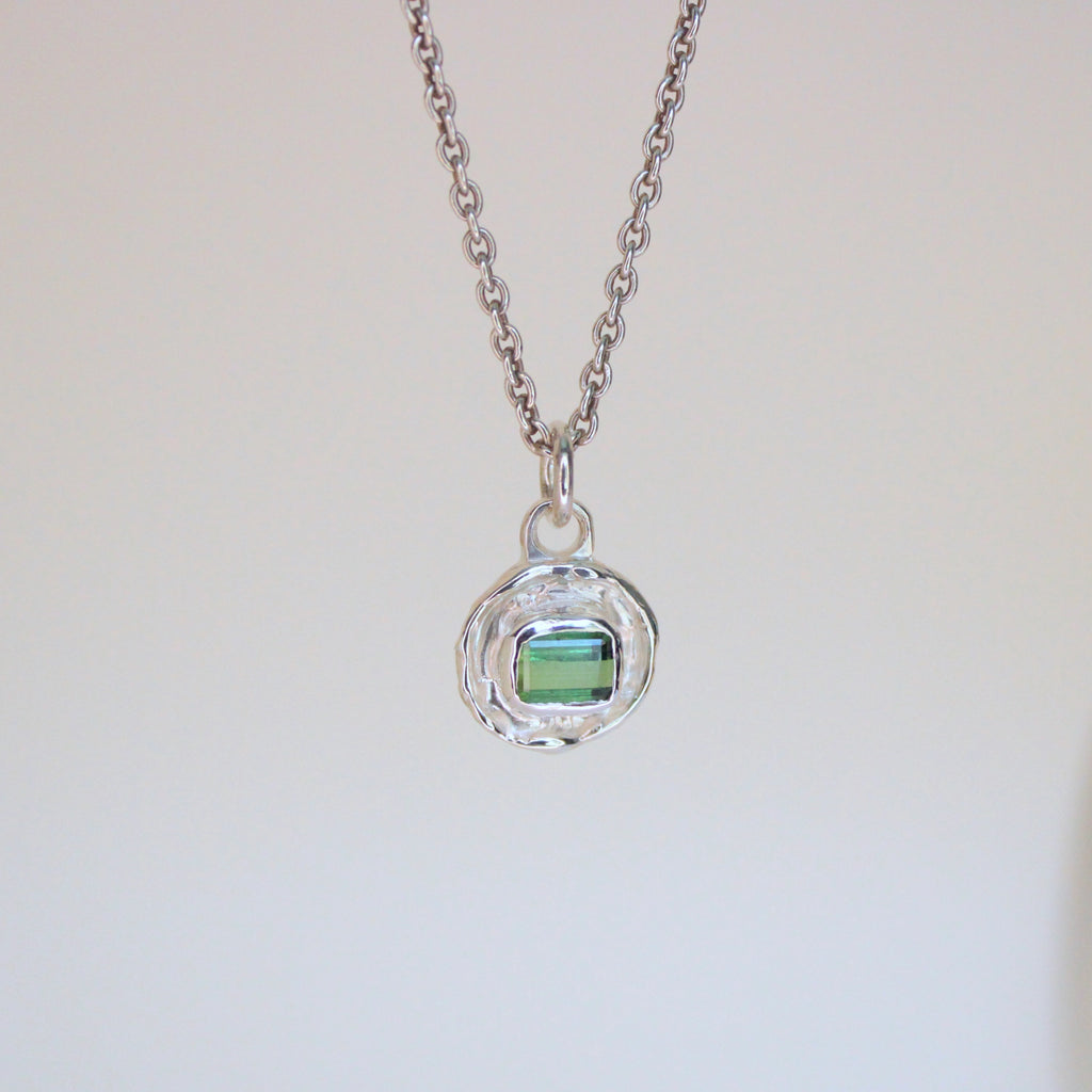 Sea Green Tourmaline Tart Sterling Silver Pendant