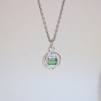 Sea Green Tourmaline Tart Sterling Silver Pendant