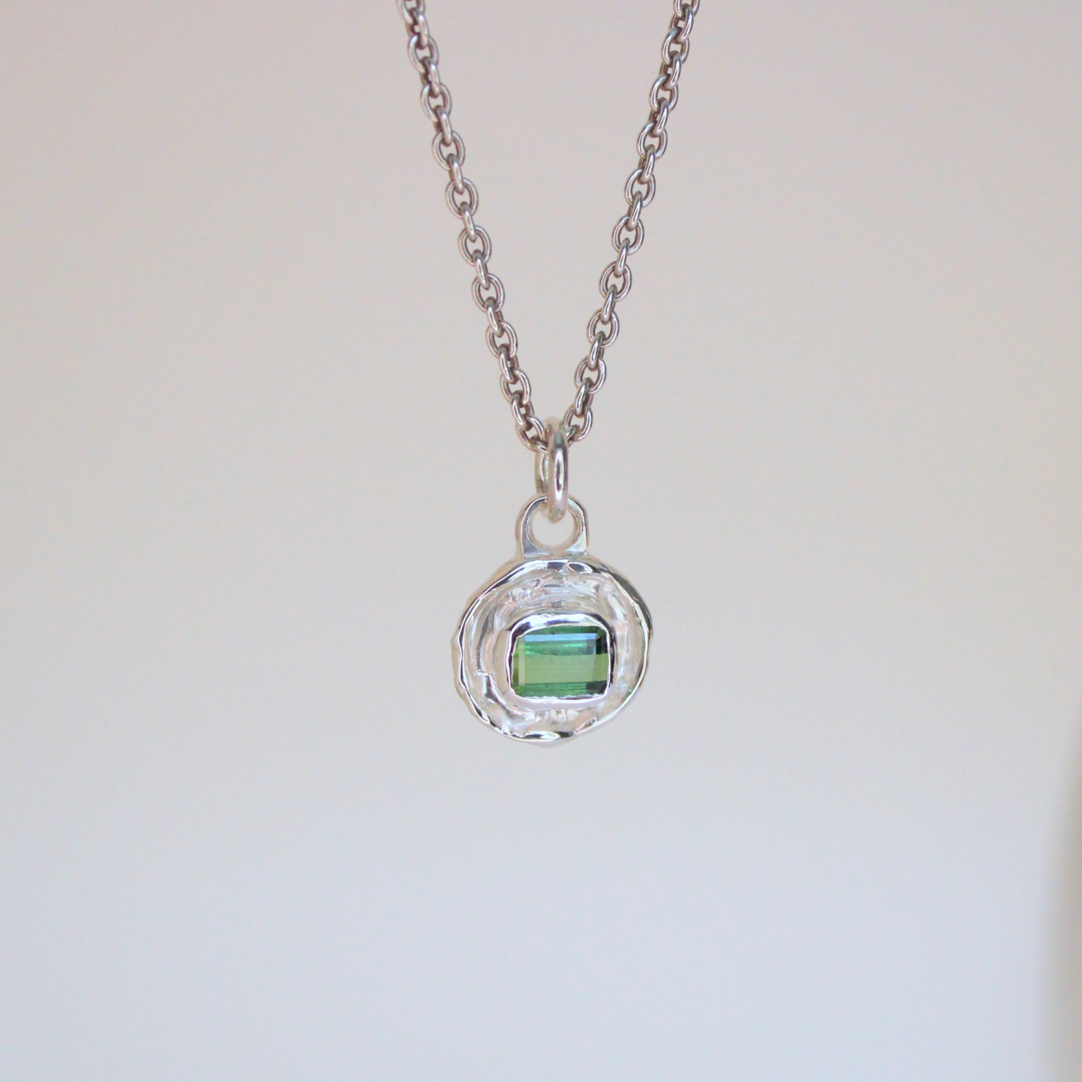 Sea Green Tourmaline Tart Sterling Silver Pendant