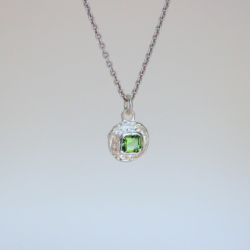 Green Tourmaline Tart Sterling Silver Pendant