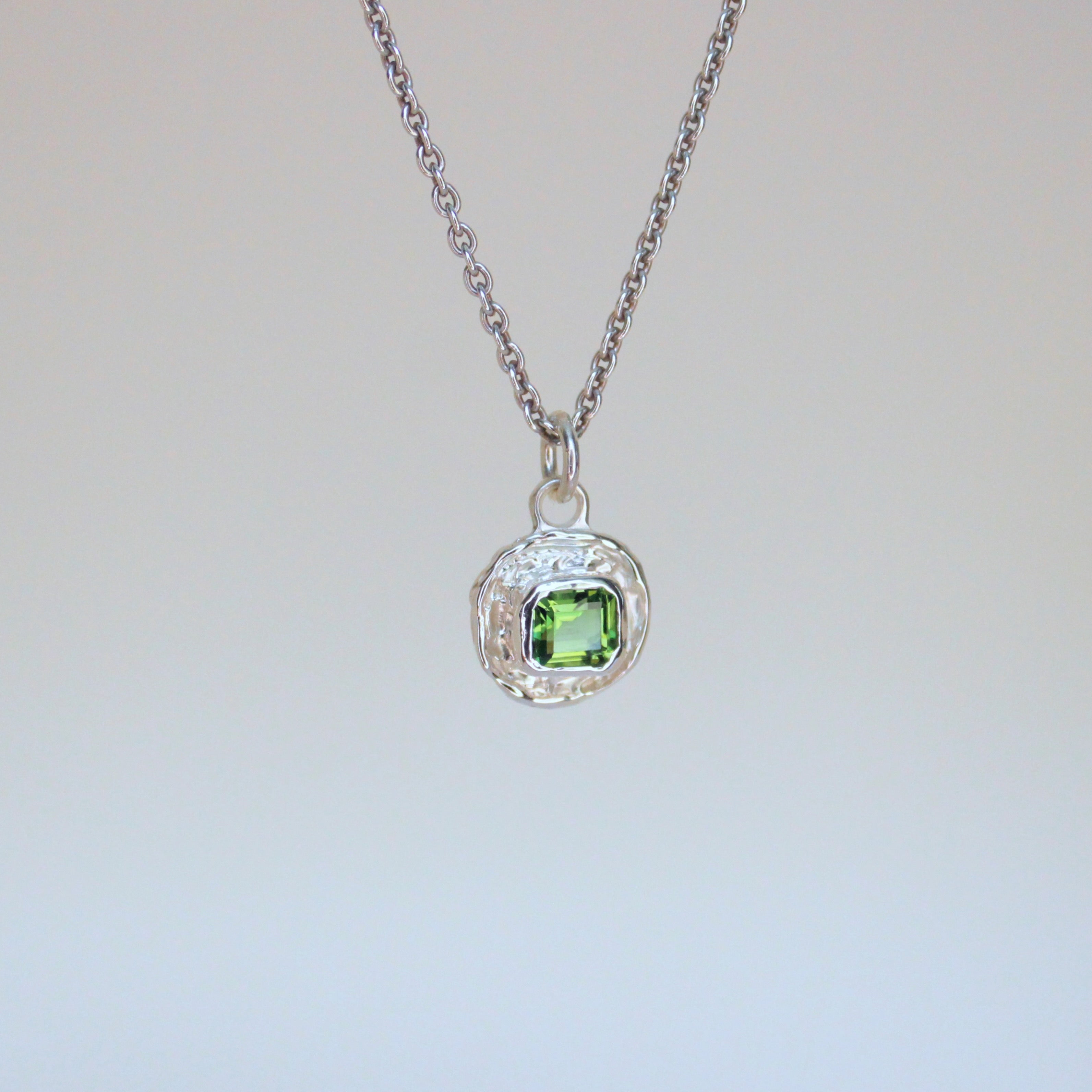 Green Tourmaline Tart Sterling Silver Pendant