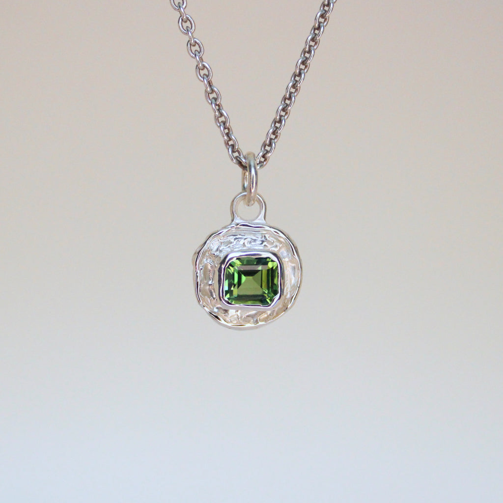 Green Tourmaline Tart Sterling Silver Pendant