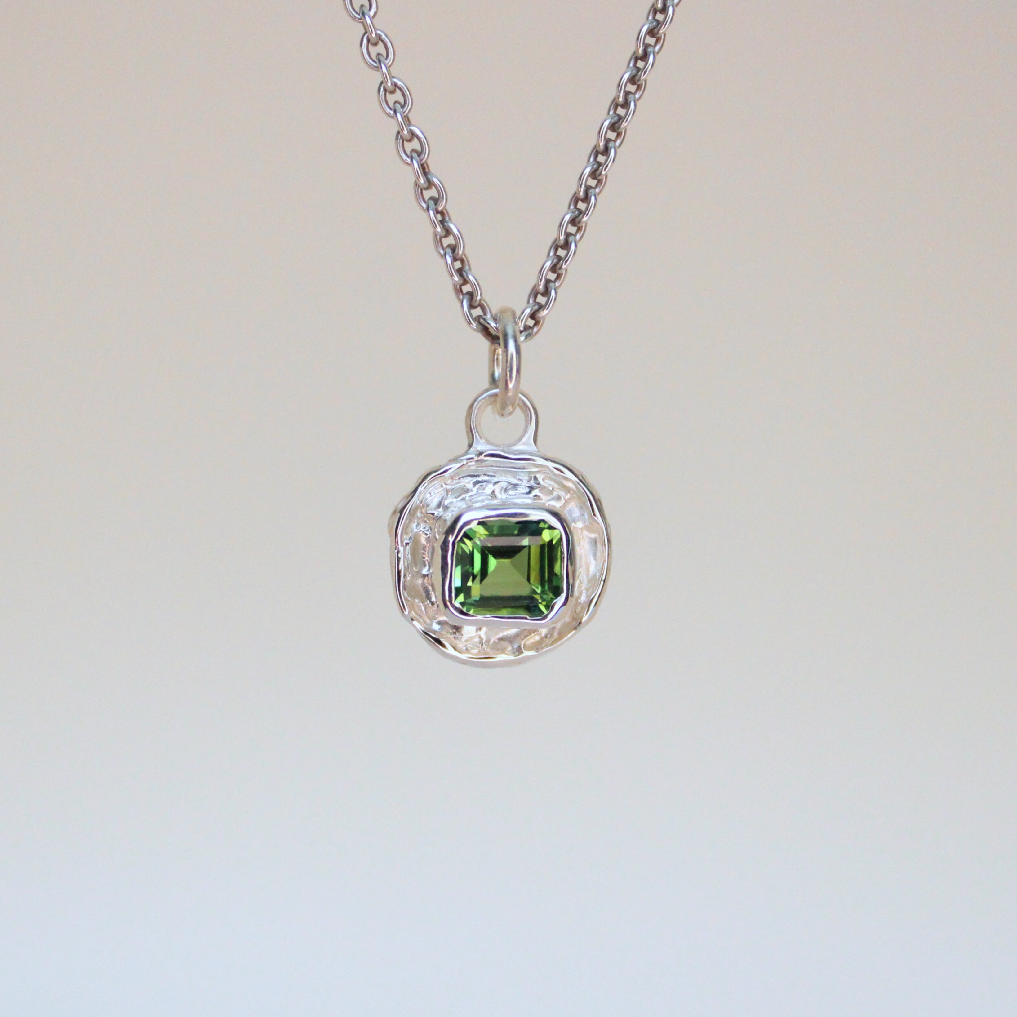 Green Tourmaline Tart Sterling Silver Pendant