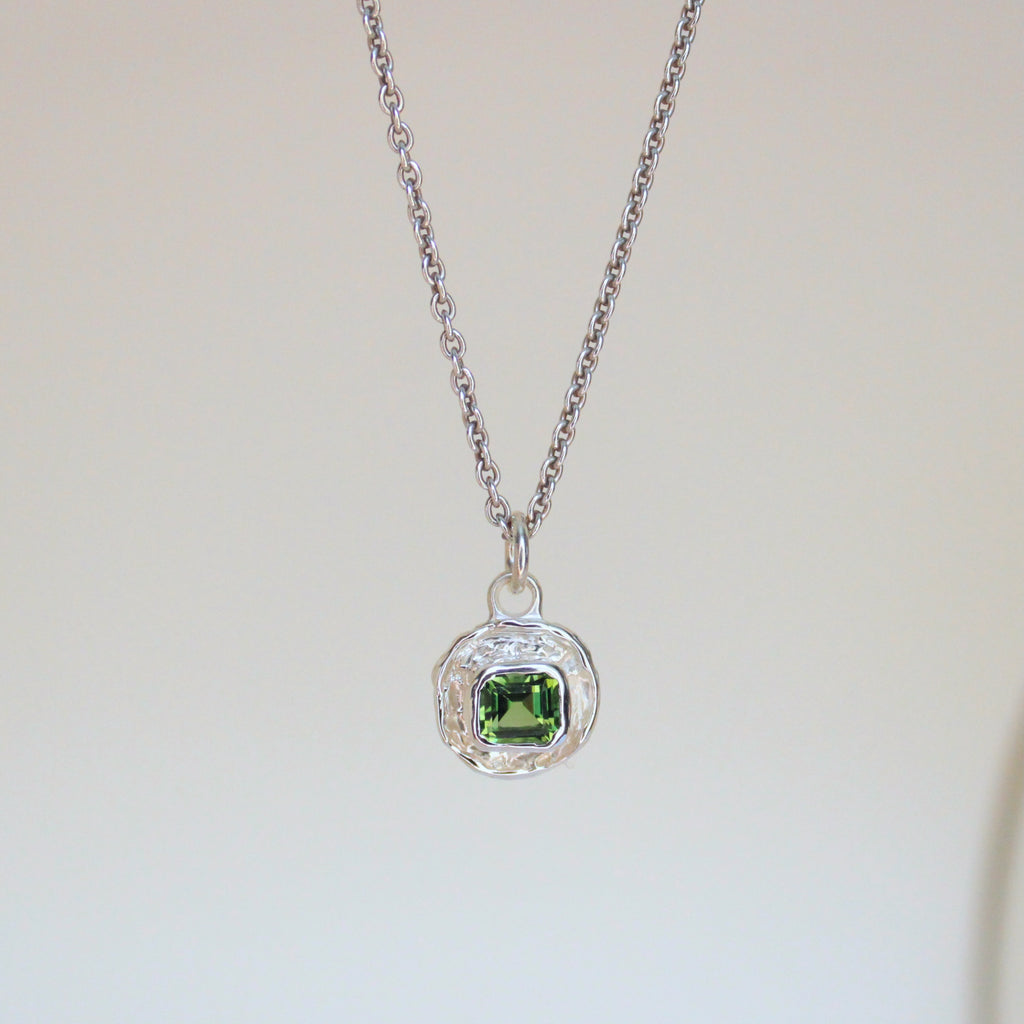 Green Tourmaline Tart Sterling Silver Pendant