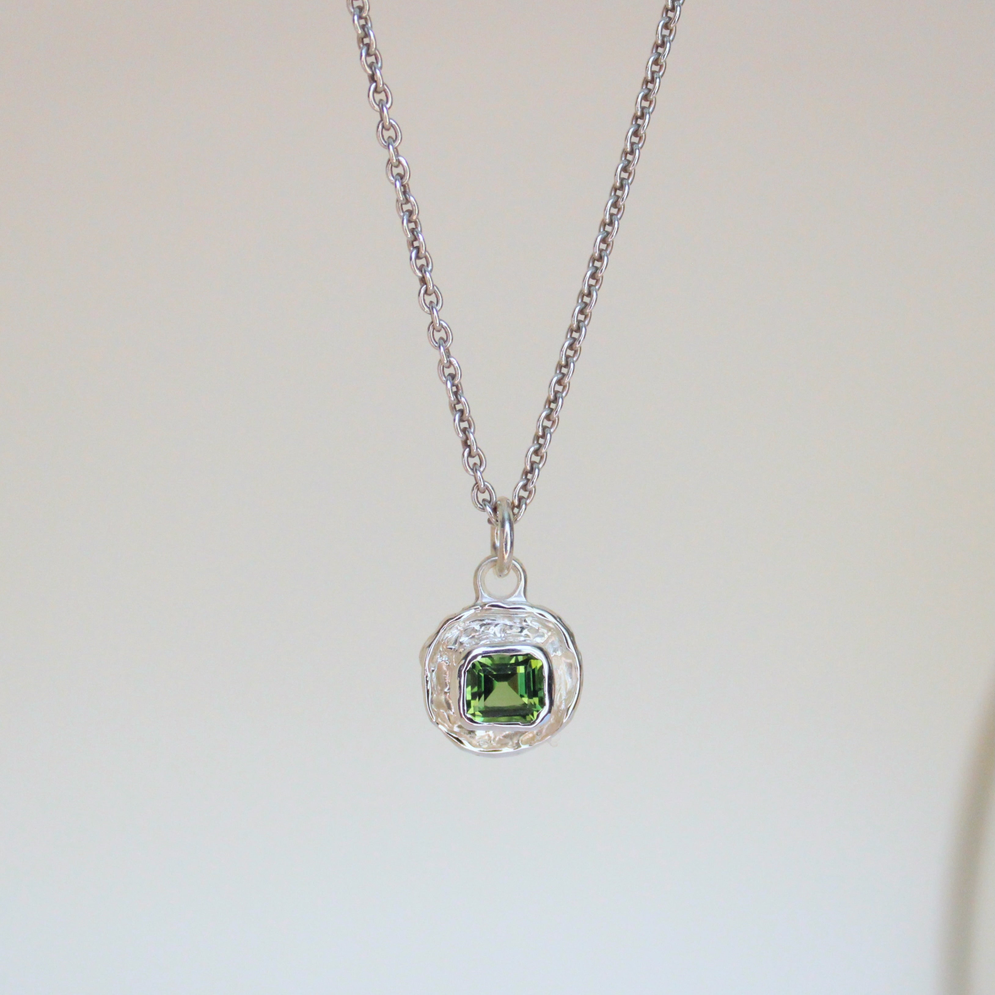 Green Tourmaline Tart Sterling Silver Pendant