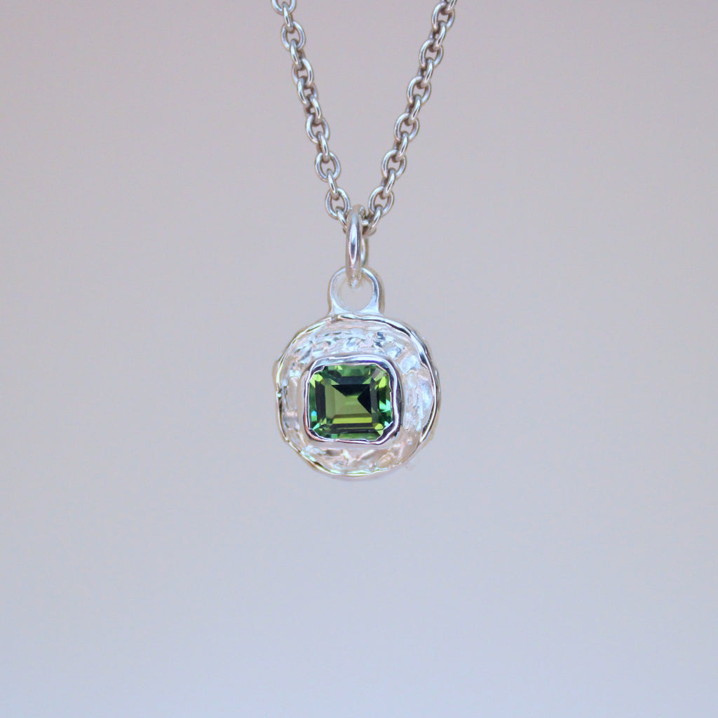 Green Tourmaline Tart Sterling Silver Pendant