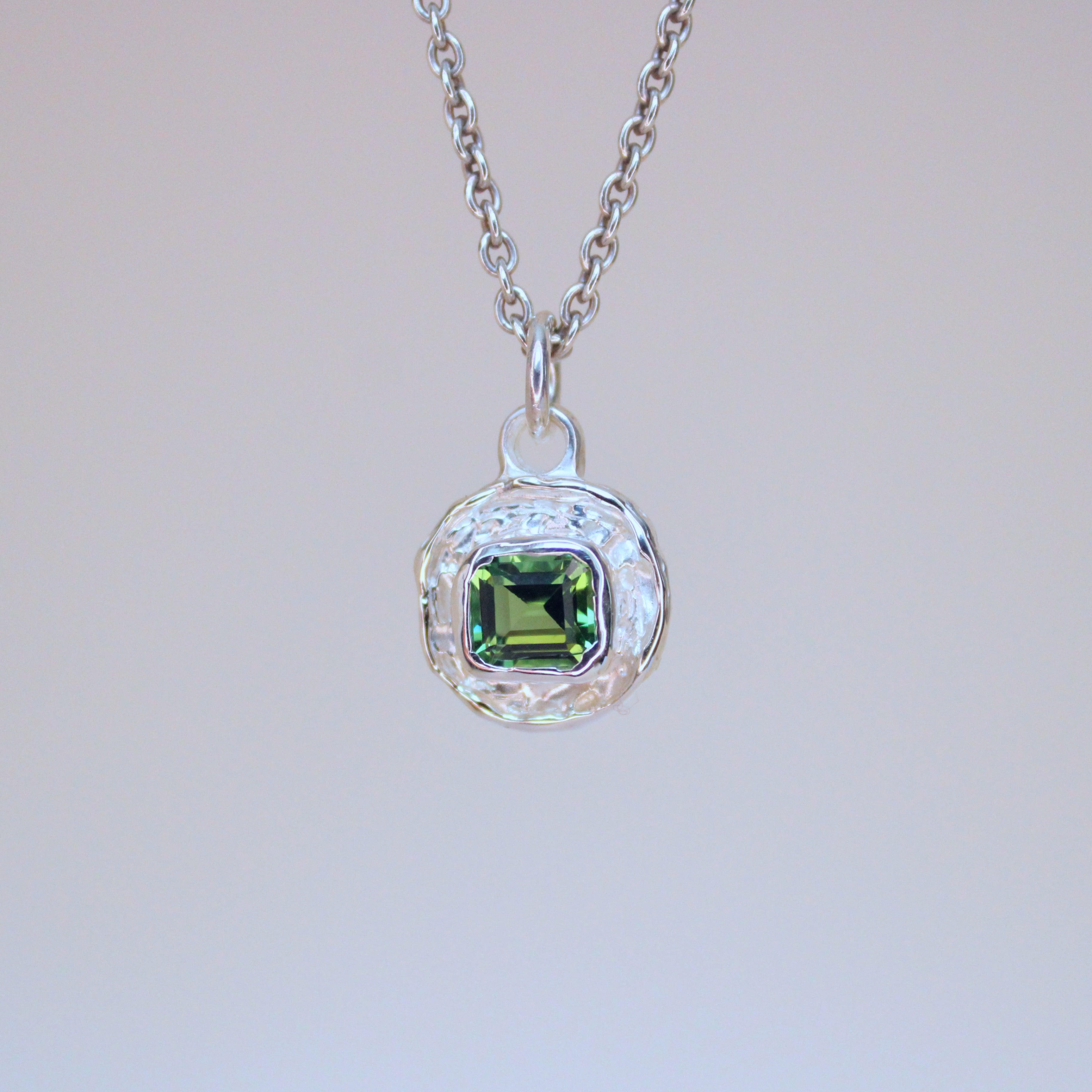 Green Tourmaline Tart Sterling Silver Pendant