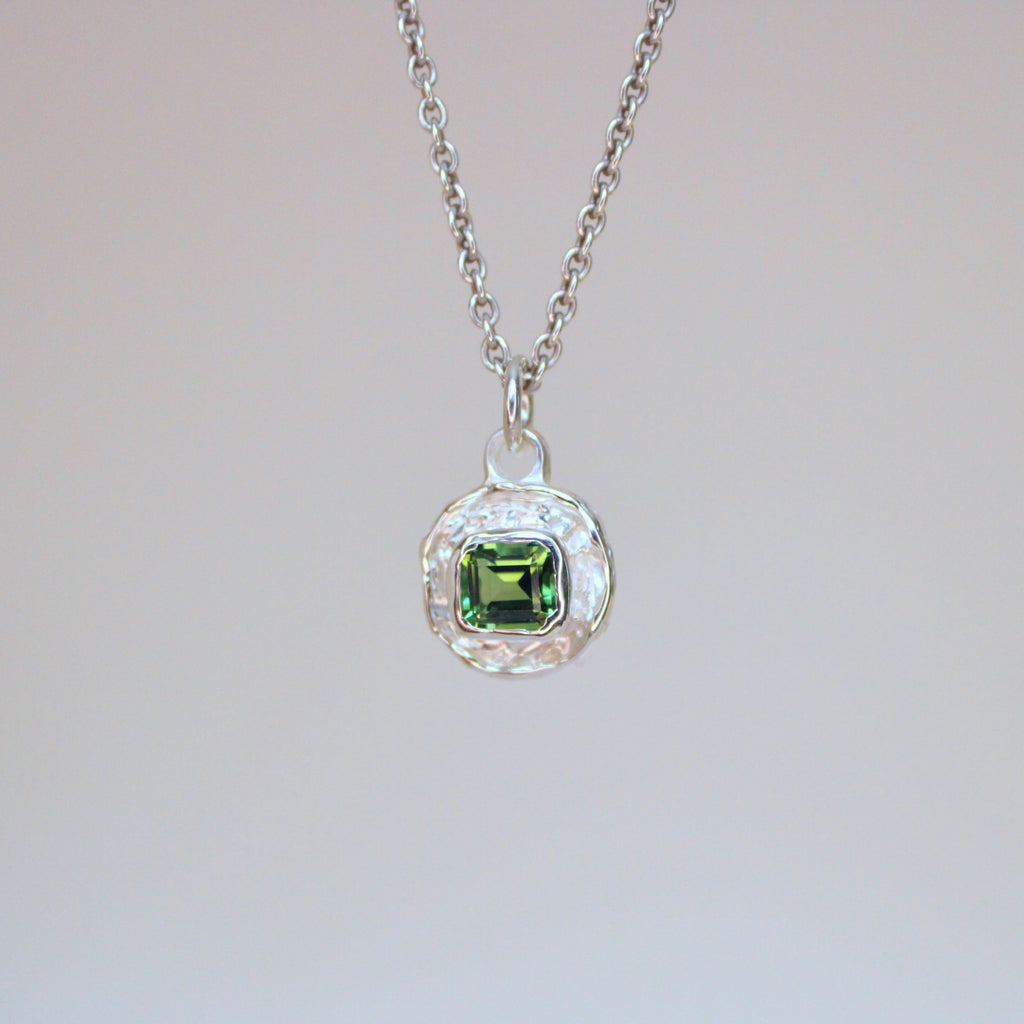 Green Tourmaline Tart Sterling Silver Pendant