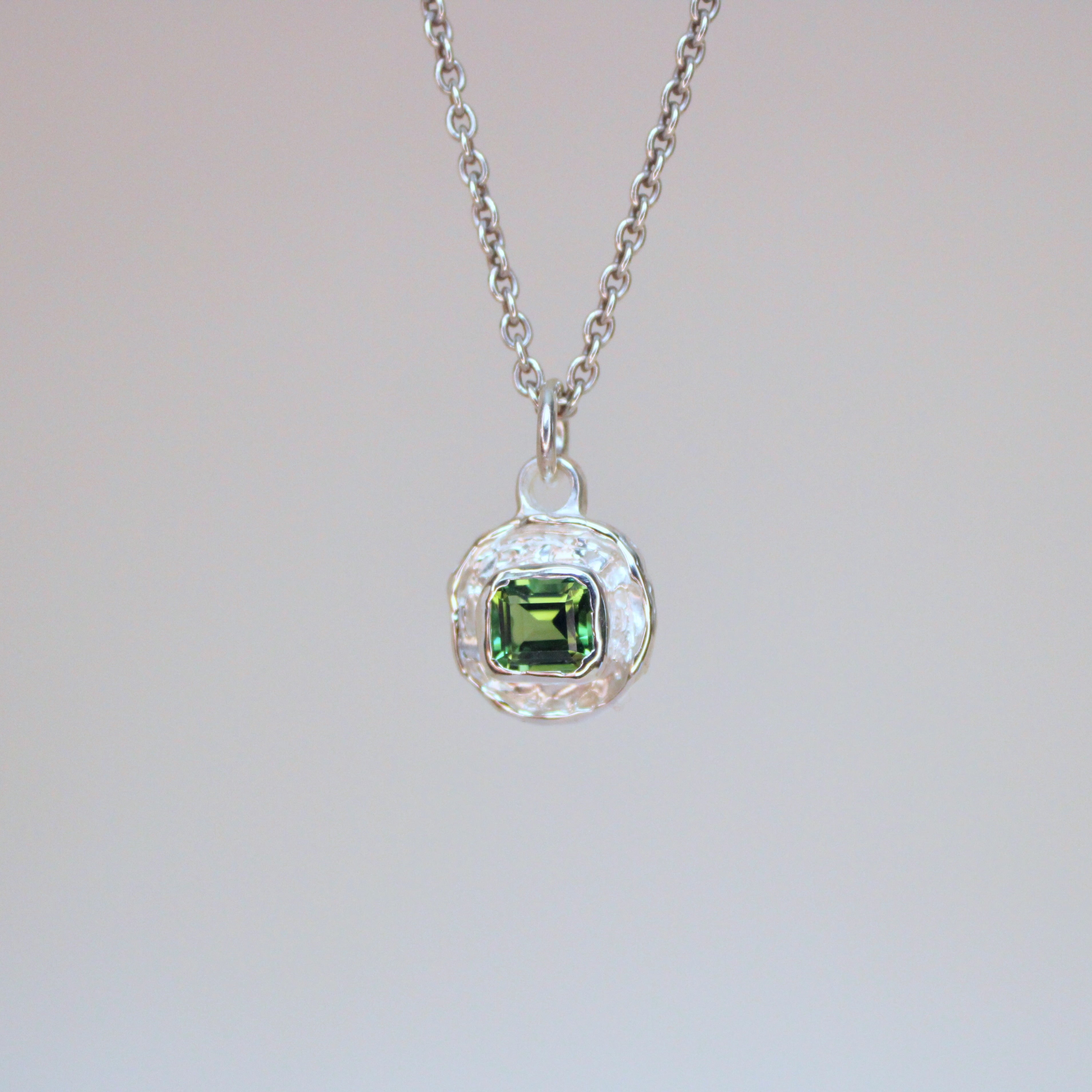 Green Tourmaline Tart Sterling Silver Pendant