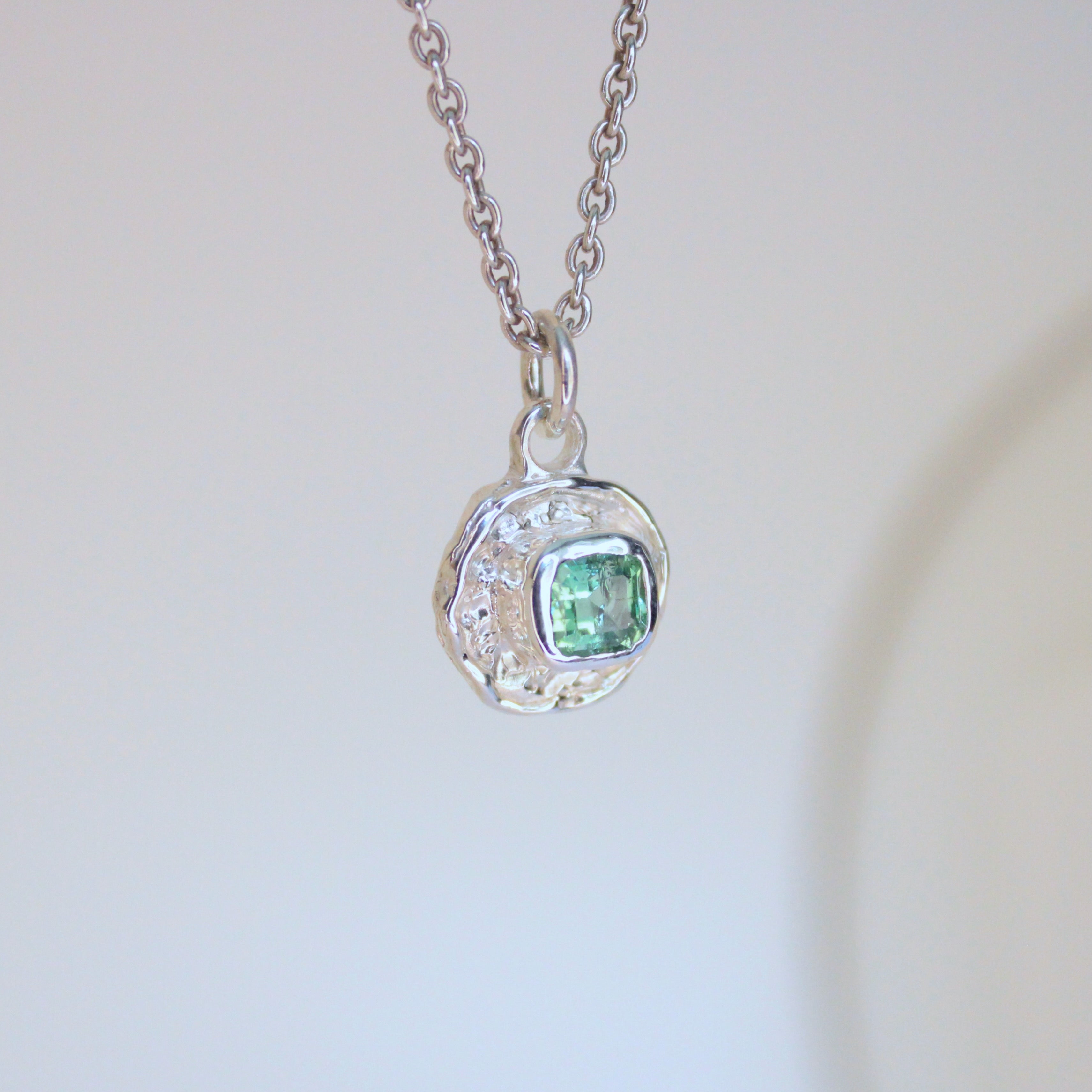 Turquoise Blue Tourmaline Tart Sterling Silver Pendant