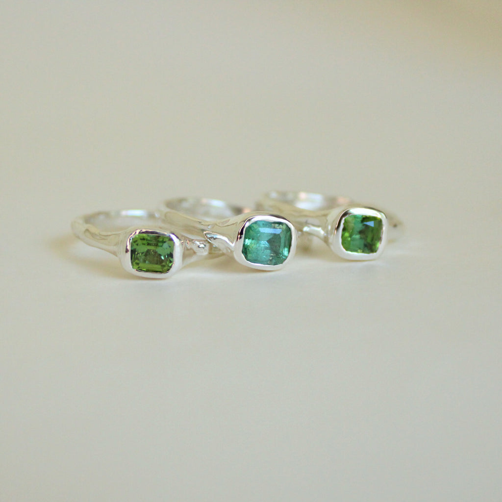 Organic Stacker Aqua Tourmaline Ring