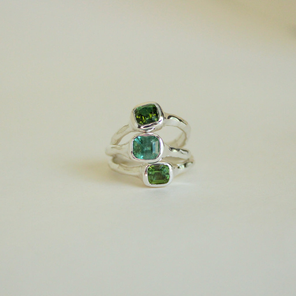 Organic Stacker Aqua Tourmaline Ring