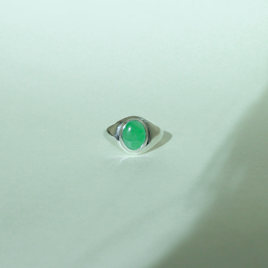 Jadeite Signet Ring Sterling Silver