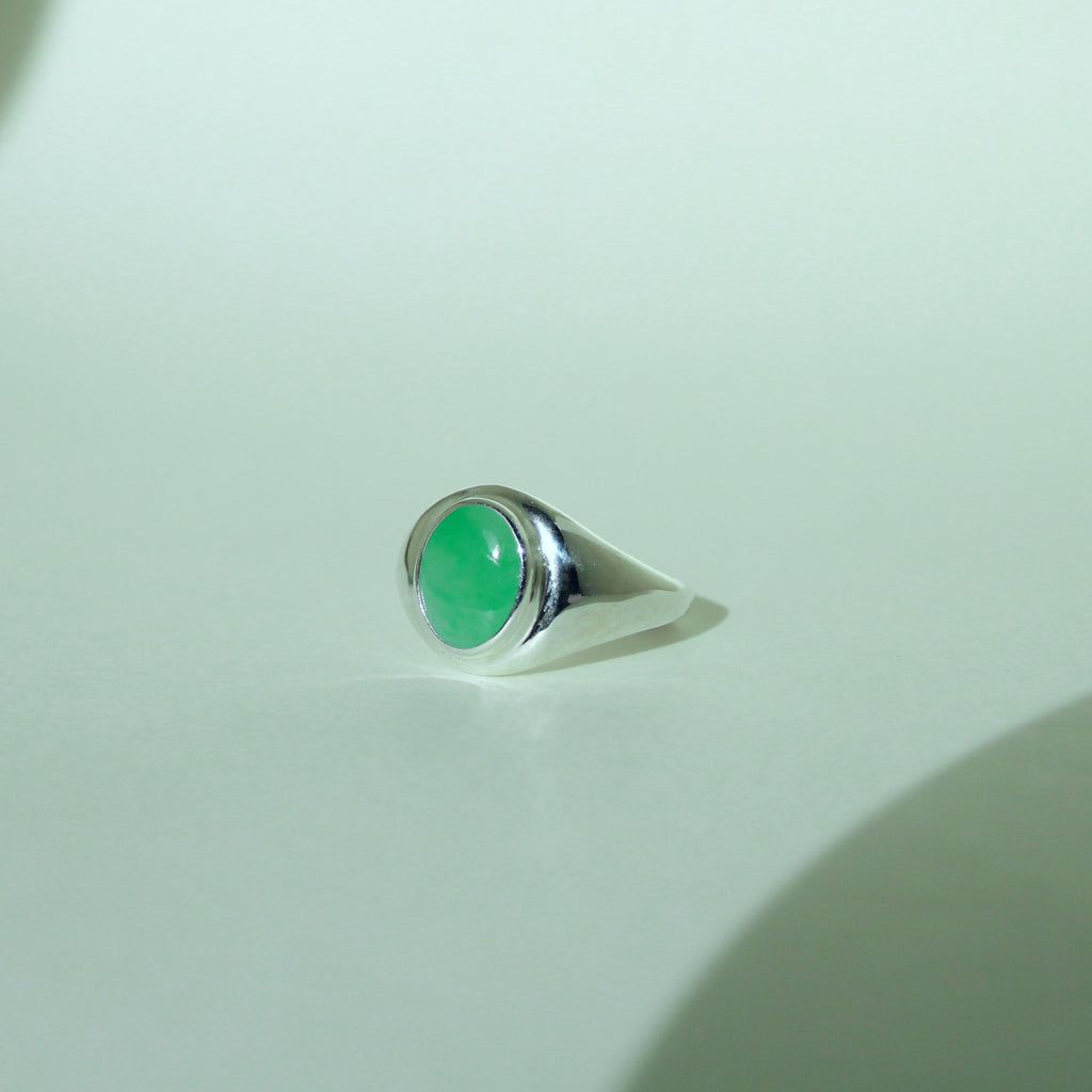 Jadeite Signet Ring Sterling Silver